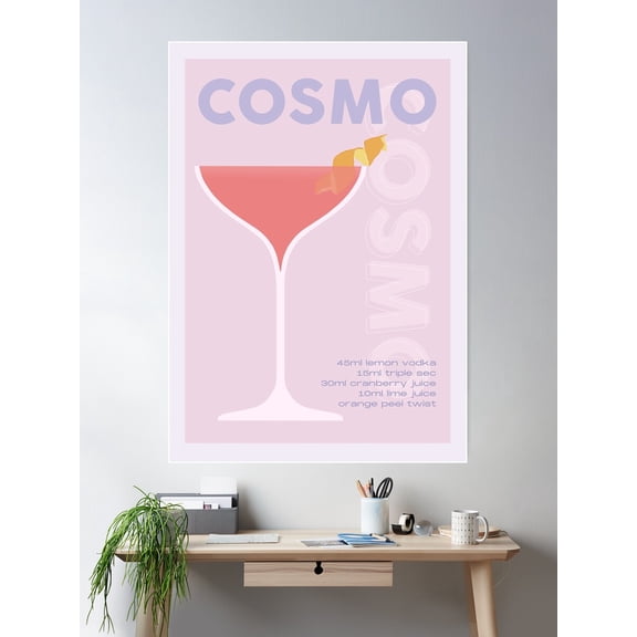 Cosmopolitan Cocktail Recipe Print - Lavender Poster Wall Art, Modern Wall Decor For Living Room Bedroom, 16x24 UNFRAMED