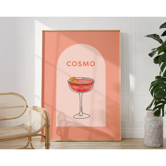 Cosmopolitan Cocktail Retro Bar Cart Decor Design 2 Unframed Paper Print