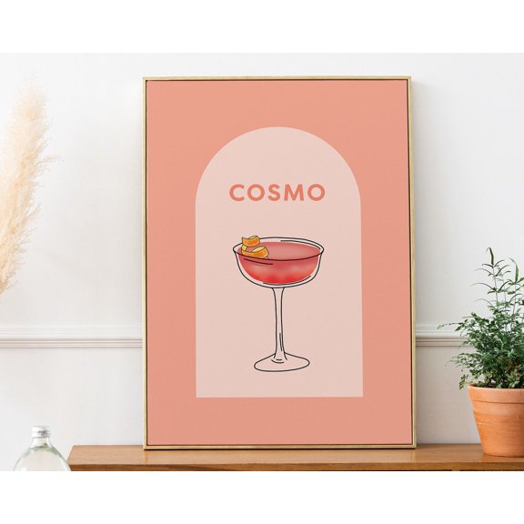 Cosmopolitan Cocktail Retro Pink Bar Cart Decor Design 1 Unframed Paper Print