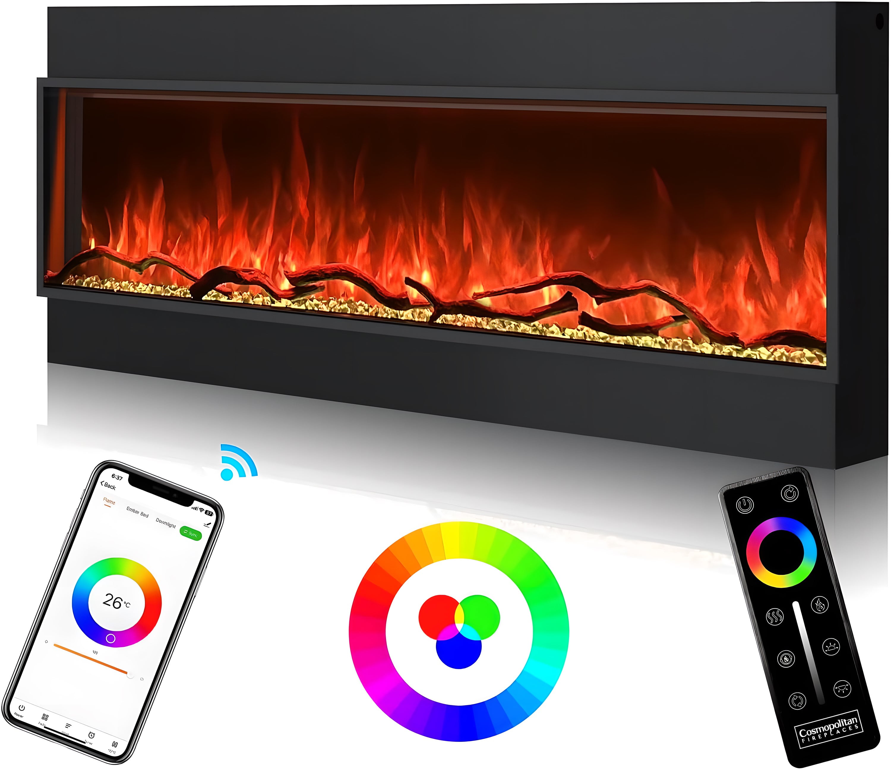 Cosmopolitan Fireplaces Phoenix Univue Series 44inch Builtin Electric