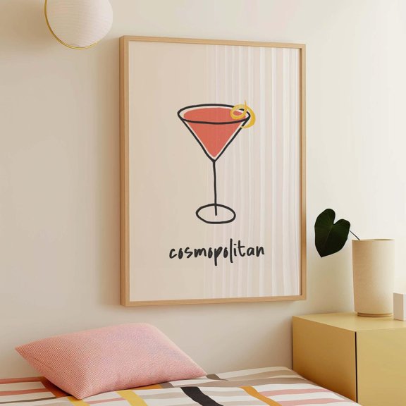 Cosmopolitan Poster Trendy Cocktail Wall Art Kitchen Bar Cart Decor Minimal Poster, Unframed Size 12x18