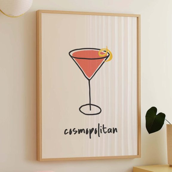 Cosmopolitan Print, Art, Trendy Cocktail Wall Art, Kitchen Wall Art, Bar Cart Wall Decor, Minimal Art Print, Cocktail Art Wall Art, Modern Wall Decor, 12x18 UNFRAMED