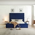 thumbnail image 1 of Cosmopolitan Queen Velvet Tufted Upholstered Storage Platform Bed in Blue, 1 of 10
