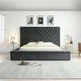 thumbnail image 1 of Cosmopolitan Queen Velvet Tufted Upholstered Storage Platform Bed in Gray, 1 of 10