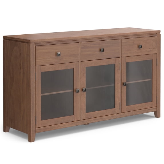 Simpli Home Cosmopolitan 54 inch Wide Solid Wood Contemporary Sideboard Buffet in Medium Saddle Brown