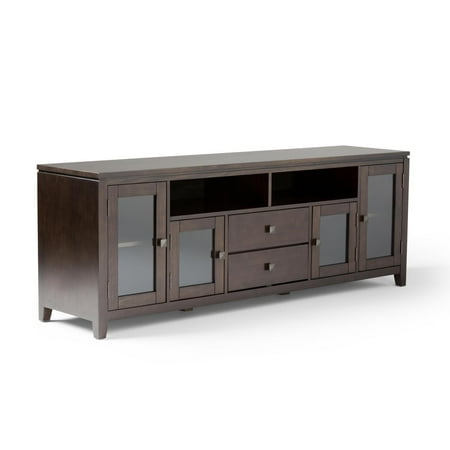 Simpli Home - Cosmopolitan SOLID WOOD 72 inch Wide Contemporary TV Media Stand in Mahogany Brown For TVs up to 80 inches - Mahogany Brown
