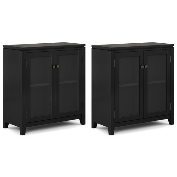 Cosmopolitan Solid Wood 30 inch Storage Cabinet in Black (Set of 2)