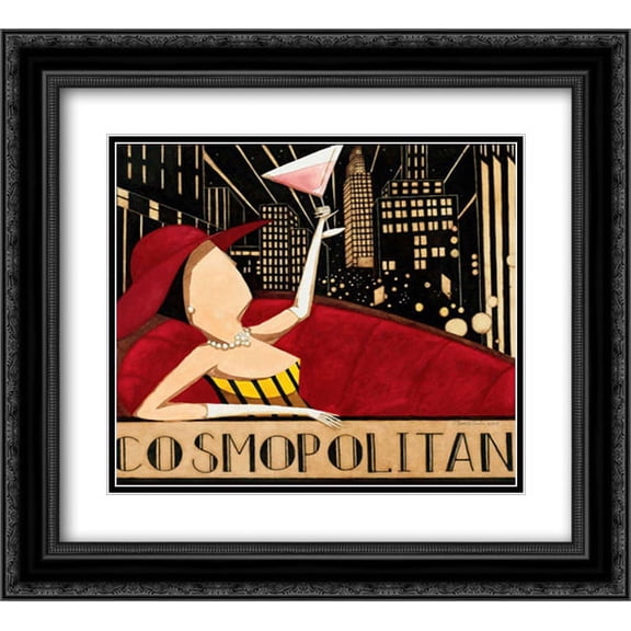 Cosmopolitian 2x Matted 22x20 Black Ornate Framed Art Print by DiPaolo, Dan