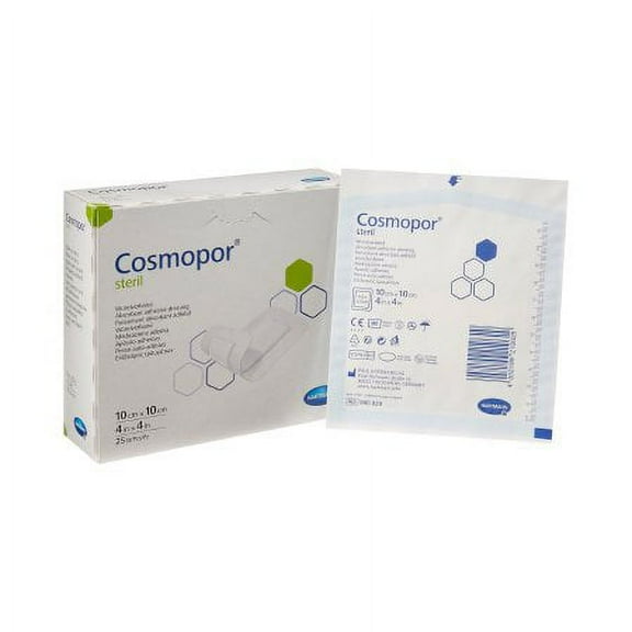 Cosmopor Adhesive Dressing 4 X 4 Inch Nonwoven Square White Sterile Box of 25 - 900820