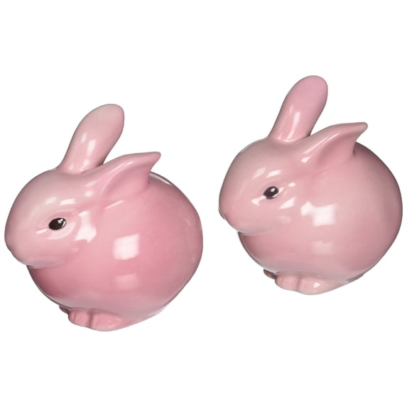 Cosmos 61107 Gifts Ceramic Pink Bunny Salt and Pepper Set, 3-3/4 Inches High