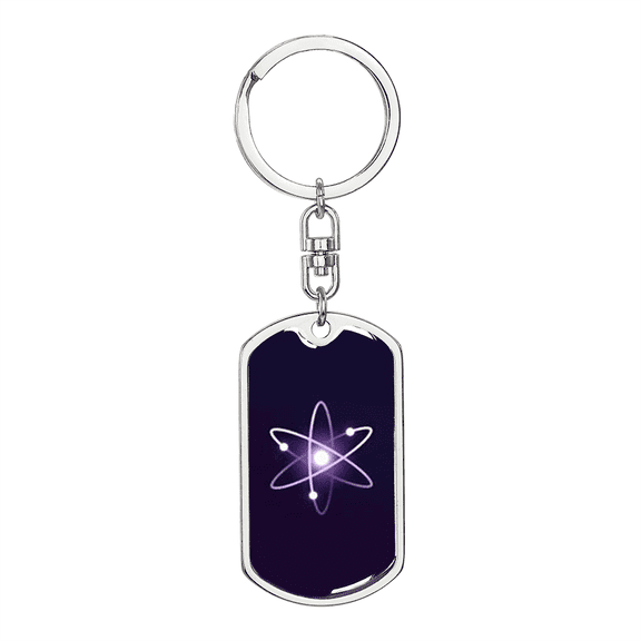 Cosmos (ATOM) Crypto Cryptocurrency Dog Tag Keychain Stainless Steel Silver Tone or Gold Tone