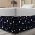 thumbnail image 1 of Cosmos Bed Skirt, Retro Memphis Style Planetary Space Shapes Constellation Moon Phases, Elastic Bedskirt Dust Ruffle Wrap Around for Bedding Decor, 4 Sizes, Indigo and Pale Yellow, by Ambesonne, 1 of 2