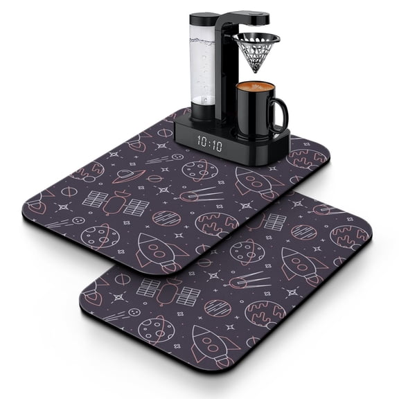 Cosmos Dish Drying Mat, Cute Space Geek Starry Night Sky Absorbent Kitchen Mat, Sci-fi Lovers Theme