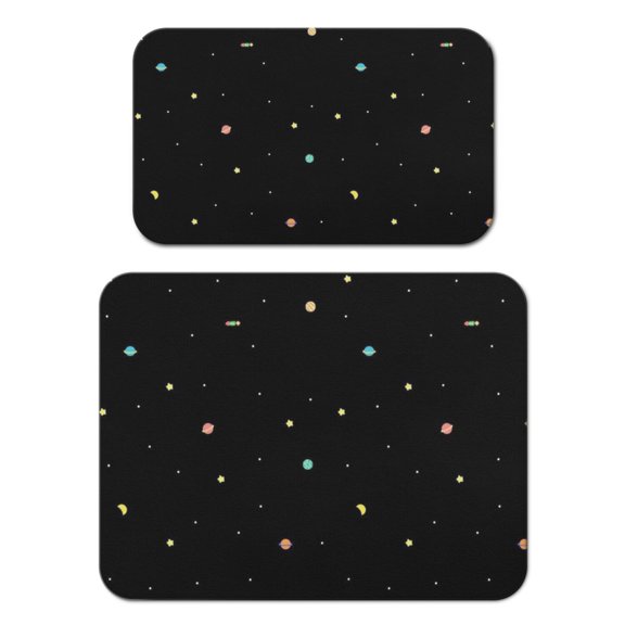 Cosmos Dish Drying Mat, Cute Space Geek Starry Night Sky Absorbent Kitchen Mat, Sci-fi Lovers Theme