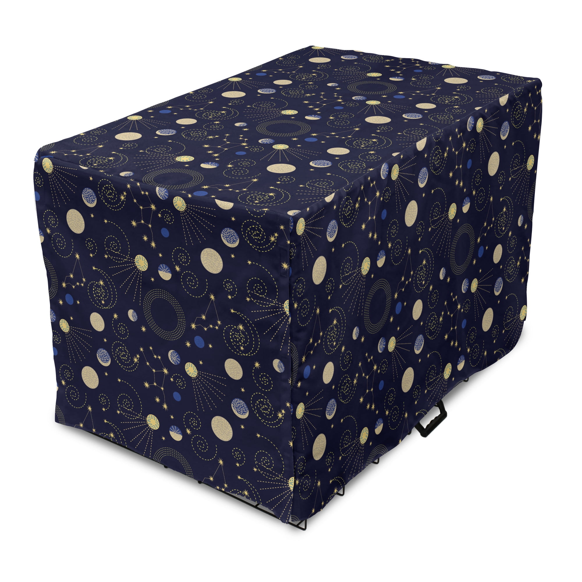 Cosmos Dog Crate Cover, Retro Memphis Style Planetary Space Shapes ... - Rattan Mixture Dog Crate Planetary Plans