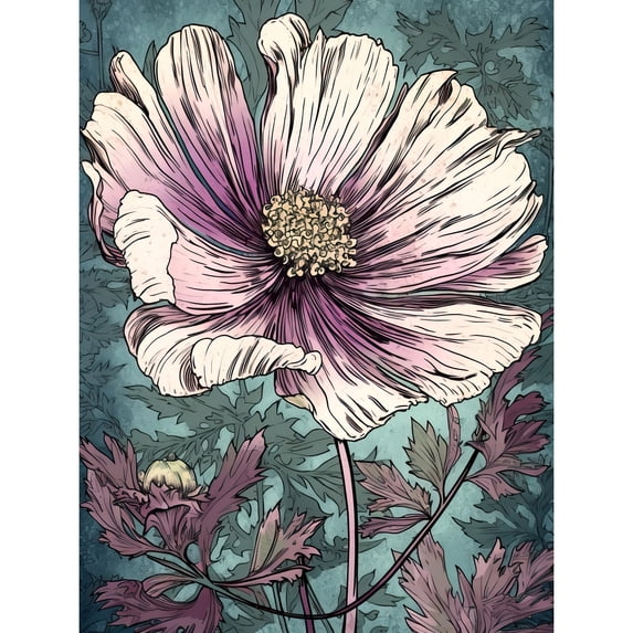 Cosmos Flower Bloom Pastel Colour Watercolour Extra Large XL Wall Art Poster Print