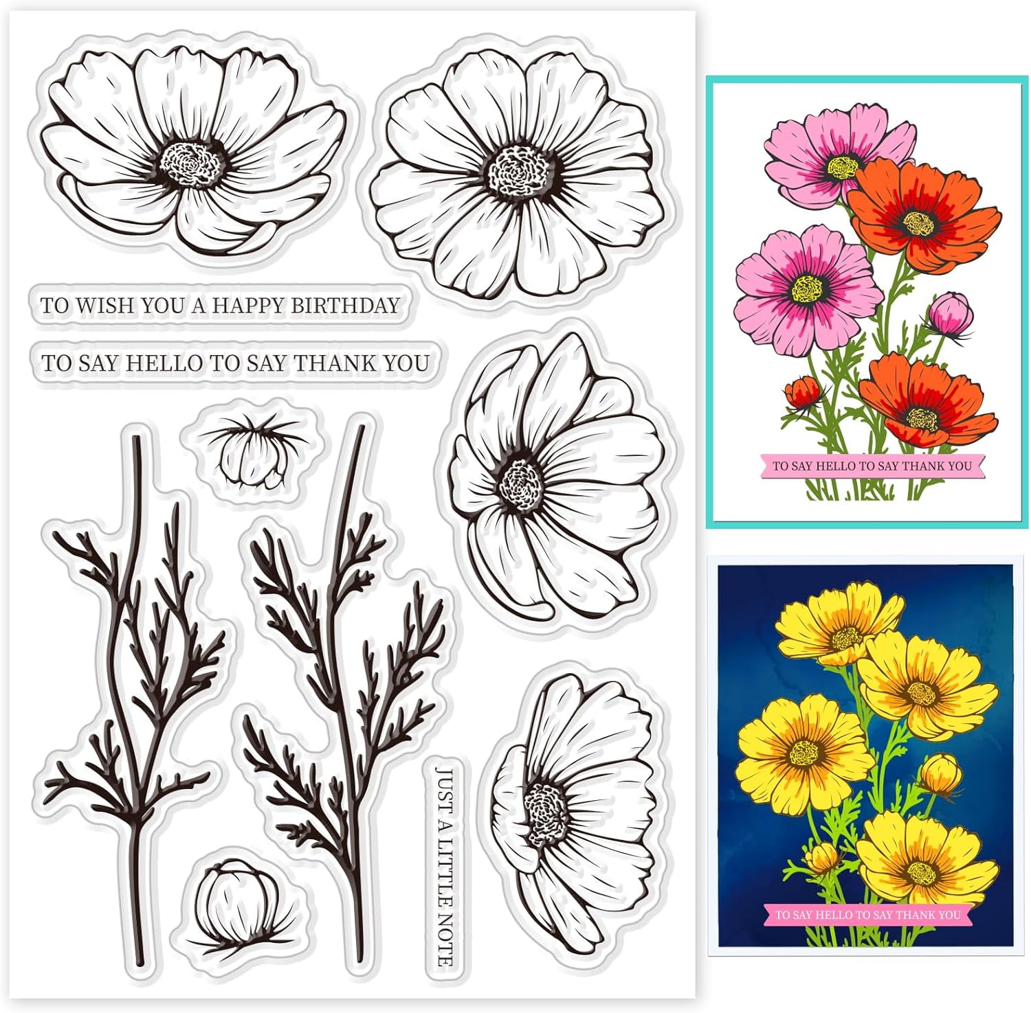 Cosmos Flower Clear Stamps for Card Making Summer Coreopsis Flower ...