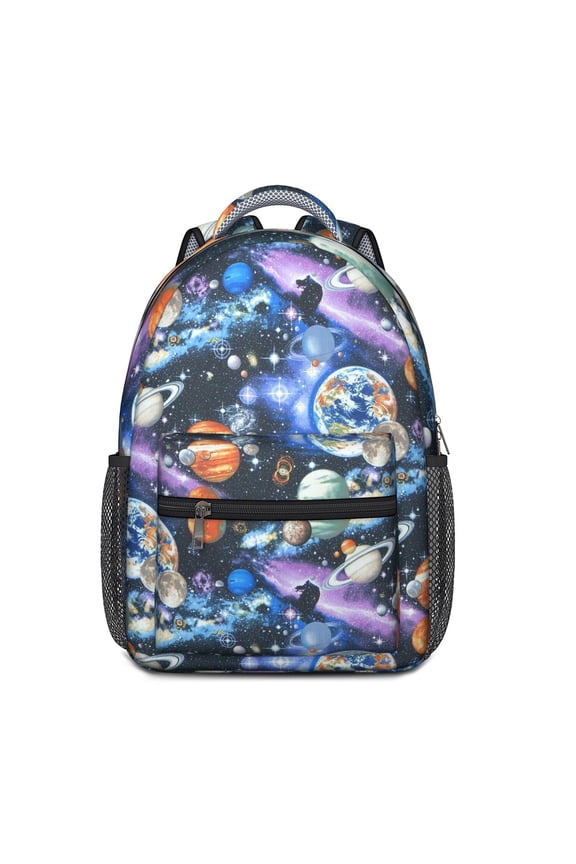 Cosmos Galaxy Moon and Stars Backpack for with Astronaut Rocket Planet Theme Daypack for School and Travel