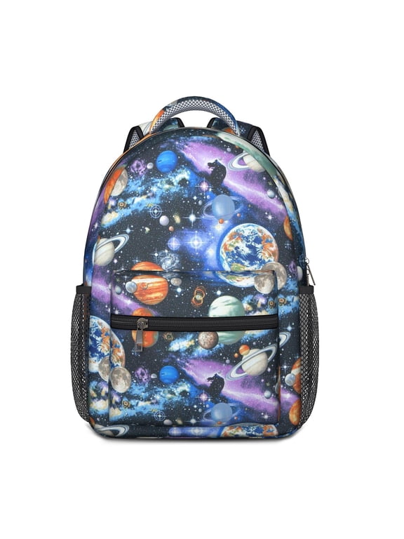 Galaxy Moon and Stars Backpack for with Astronaut Rocket Planet Theme Daypack for School and Travel