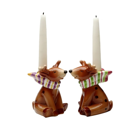 Cosmos Gifts 10644 Reindeer Candle Holder, 4-3/4-Inch, Set of 2
