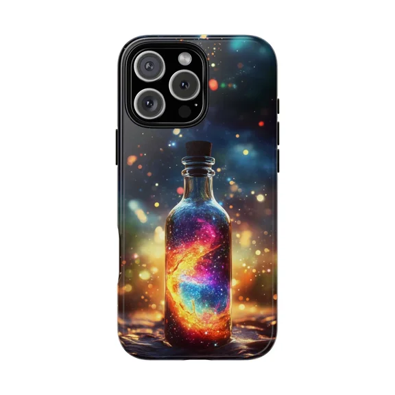 Cosmos Glass Bottle Surreal Art Case for iPhone 17 11 12 13 14 15 16 Pro Max