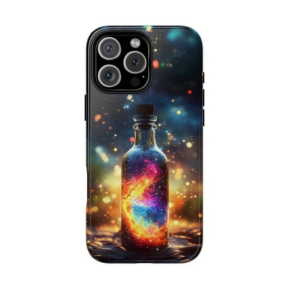 Cosmos Nebula in Glass Bottle Universe Scene iPhone Case 17 to 11 Pro Max