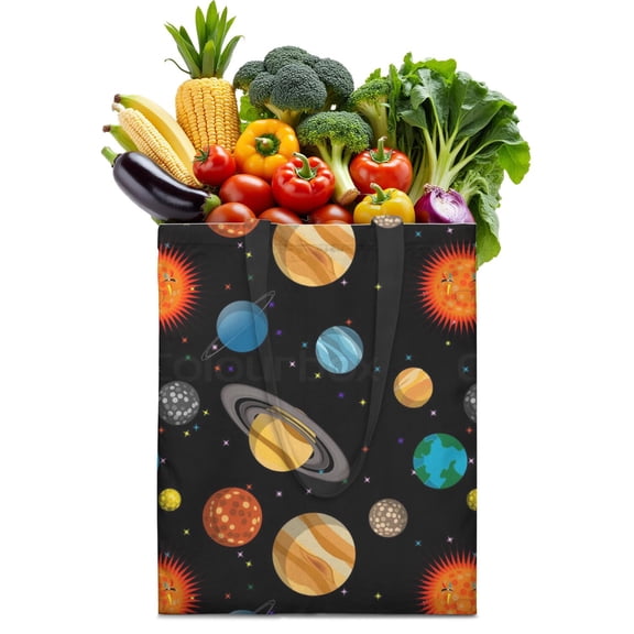 Cosmos Print Reusable Fabric Tote Bag - Foldable, Washable & Spacious Eco-Friendly Shopping Bag