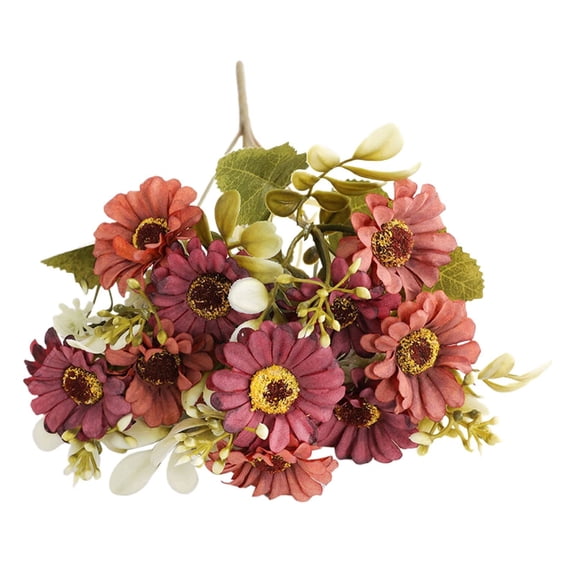 Cosmos Seeds, Ongmies European Style Small Daisies & Chrysanthemums Bouquet – Autumn Color Faux Hairpin Floral Decor with 10 Star-Shaped Flowers, Fake Mums Silk Daisy Flowers