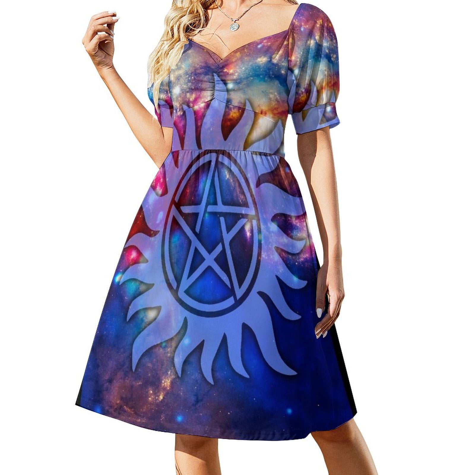 Cosmos ShortSleeved Dress dress korean style prom clothes summer dress women 2025 long dresses