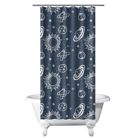 Cosmos Shower Curtain Outer Space Astronaut Planet Nebula Design Machine Washable Quick-Dry with Metal Grommets