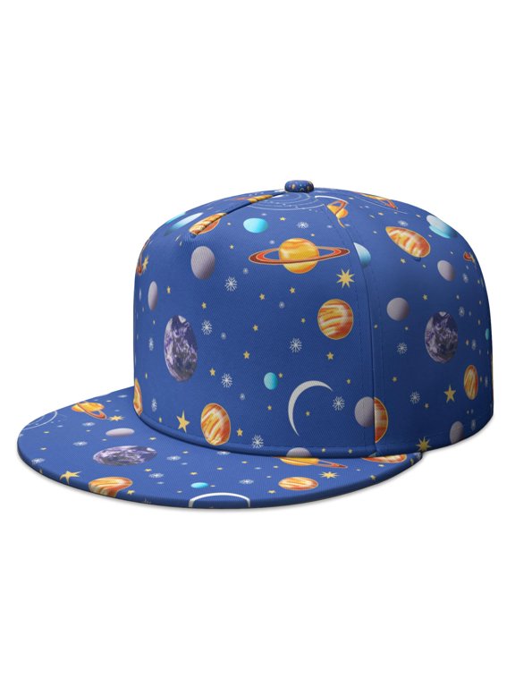 Cosmos Trucker Hat – Sci-Fi Spacecraft & Alien Graphic, Flat Brim Adjustable Cap for Teens, Trendy Outdoor Wear
