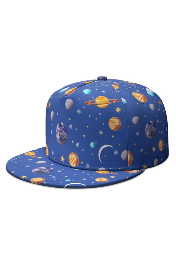 Cosmos Trucker Hat – Sci-Fi Spacecraft & Alien Graphic, Flat Brim Adjustable Cap for Teens, Trendy Outdoor Wear