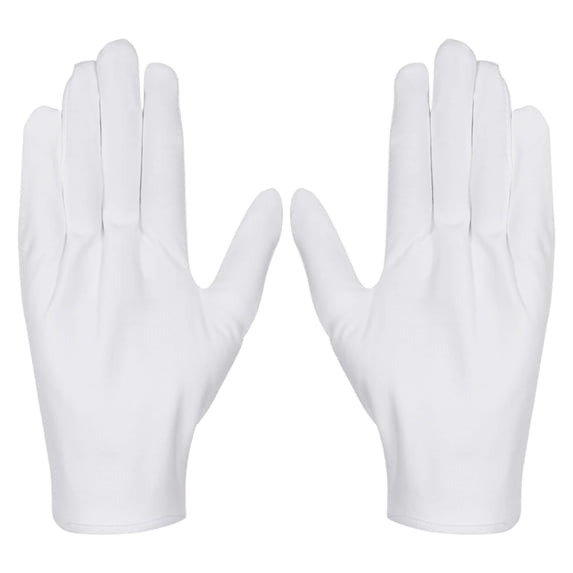 Cosmug 12 Pairs White Cotton Gloves for Dry Hands - Breathable Work Glove Liners for Moisturizing Spa Jewelry Inspection, Soft Stretchy Cloth Hand Protection for Cleaning Eczema Sensitive Skin