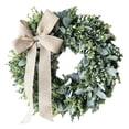 thumbnail image 1 of Cosmug 18 Inch Linen Bow Simulation Wreath Lintel Wall Decoration Front Door Hanging Garland Spring Summer Fall Winter Year Round Farmhouse Home Porch Window Indoor Outdoor Decor Flower Wreath *1, 1 of 9