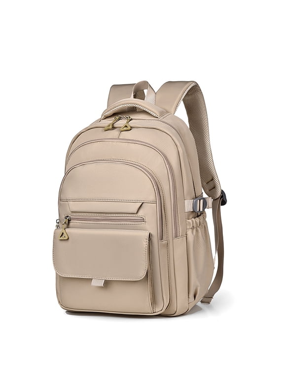 2025 Fashion Student Backpack - 17" Laptop Compartment with Usb Port & Padded Straps, Waterproof College Bookbag for Teens/Women, Aesthetic School Commuter Gear, Khaki