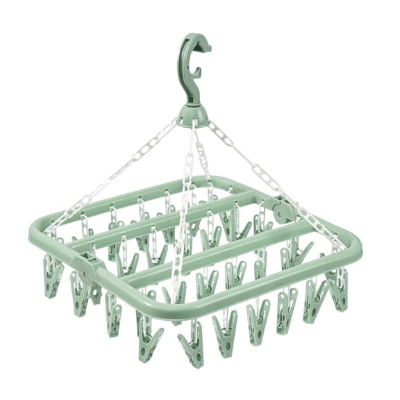 Cosmug 32-Clips Folding Clothes Drying Rack Windproof Sock Hanger Rotating Plastic Laundry Organizer for Underwear Towels Scarves Indoor Outdoor Travel Portable Garment Hook 1X Storage Rack