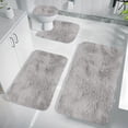 thumbnail image 1 of Cosmug 4-Piece Bathroom Rug Set, Non-Slip Plush Microfiber Bath Mats, Soft Absorbent Shower Mat for Toilet, Bathroom Floor Decor, Machine Washable , Grey One Size, 1 of 3