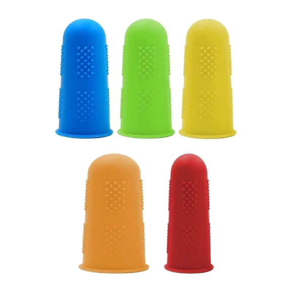 Cosmug 5 Pieces Silicone Finger Protectors Hot Glue Gun Tips Shield Guards Heat Resistant Finger Cots for Crafts Sewing Wax Resin Adhesives Scrapbooking Diy Project 3 Sizes Tool Set