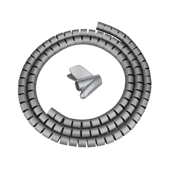 Cosmug 8Mm Wire Management Cover Tube | Protective Cable Finishing Bundle | 2 Meter Length with Organizing Clips | Home Improvement Storage Solution, Grey