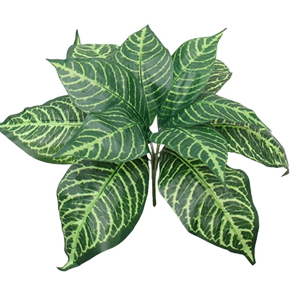 Cosmug Artificial Dieffenbachia Leaves, Realistic Fake Greenery Bushes, Lifelike and Full, for Indoor Outdoor Wall Decor, Home Garden and Wedding Decor (Green_Style D)