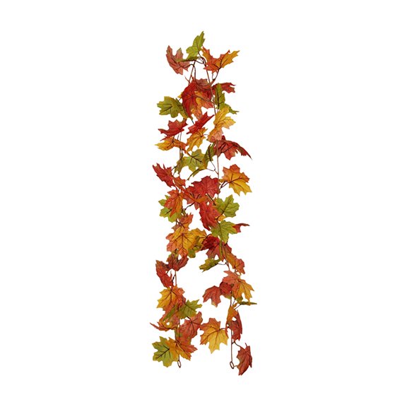 Cosmug Artificial Maple Leaf Garland Autumn Fall Decor Vine Faux Silk Maple Leaves Home Decoration Fireplace Mantel Decor Front Door Garland Thanksgiving Holiday Party Decoration