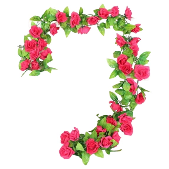 Cosmug Artificial Rose Vine Garland 9 Heads Silk Flowers Fake Floral Hanging Plants Indoor Outdoor Home Decor Wedding Party Arch Backdrop Table Centerpiece Garden Wall Decoration 1 Rattan Cane