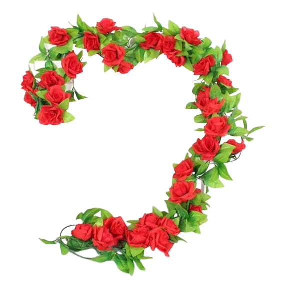 Cosmug Artificial Rose Vine Garland 9 Heads Silk Flowers Fake Floral Hanging Plants Indoor Outdoor Home Decor Wedding Party Arch Backdrop Table Centerpiece Garden Wall Decoration 1 Rattan Cane