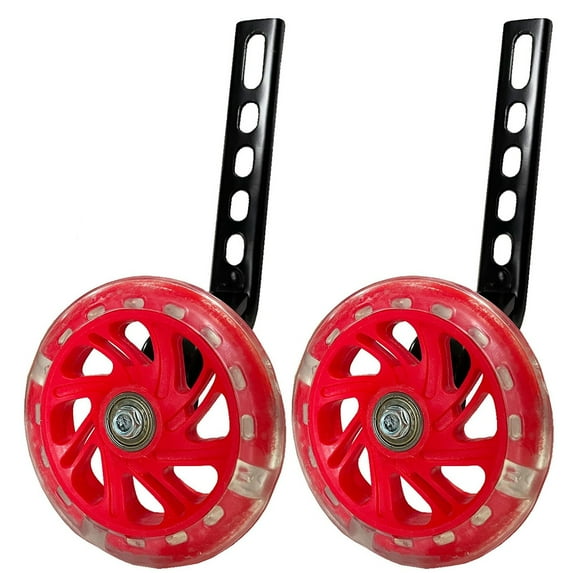 Cosmug Bicycle Training Wheel Replacement Set | 12/14/16/18/20 Inch Wheels with Flashing Lights | 1 Pair | Cycling Accessory for Beginners, Red