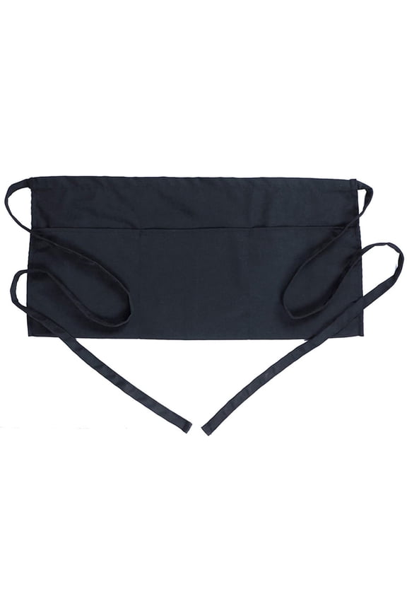 Black Waitress Waiter Server Short Apron Waist Apron with 3 Pockets Restaurant Work Uniform Kitchen Cooking Baking Crafting Adjustable Waistband 1 Apron