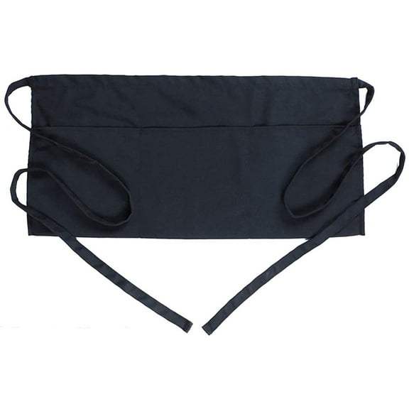 Cosmug Black Waitress Waiter Server Short Apron Waist Apron with 3 Pockets Restaurant Work Uniform Kitchen Cooking Baking Crafting Adjustable Waistband 1 Apron