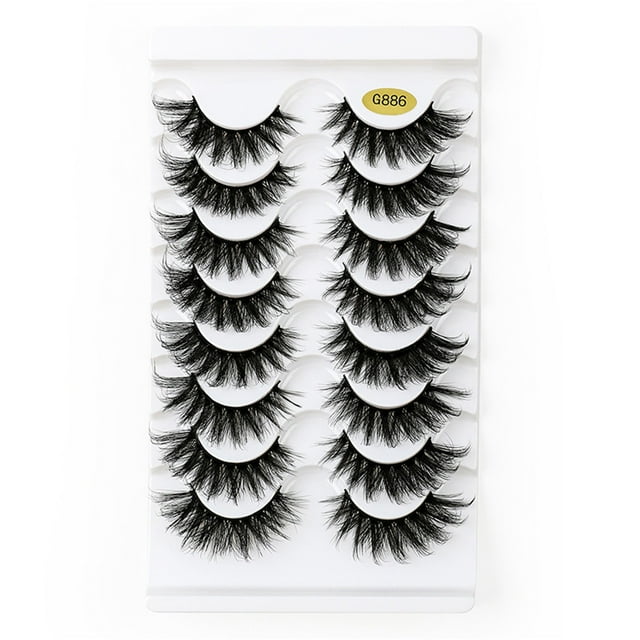 Cosmug False Eyelashes Fluffys 8D Faux Minks Lashes Cat-Eye Wispy Lashes 8 Pairs Pack Dramatic Long Thick Volume Fake Eye Lashs Multipacks, False Eyelashes