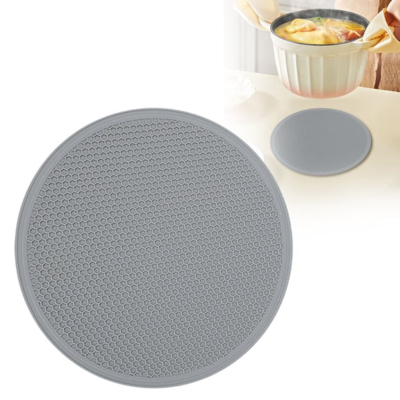 Cosmug Flexible Round Silicone Heat Mat, Multipurpose Waterproof Trivet for Hot Pots Bowls and Electric Skillets, Non-Slip Table Protector for Kitchen and Dining, Dishwasher Safe