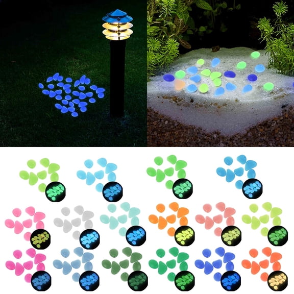 Cosmug Glow in The Dark Garden Pebbles Luminous Stones Outdoor Decor Rocks Pathway Walkway Driveway Aquarium Fish Tank Landscaping Decorative Stones Patio Lawn Yard Gardening Craft Supplies