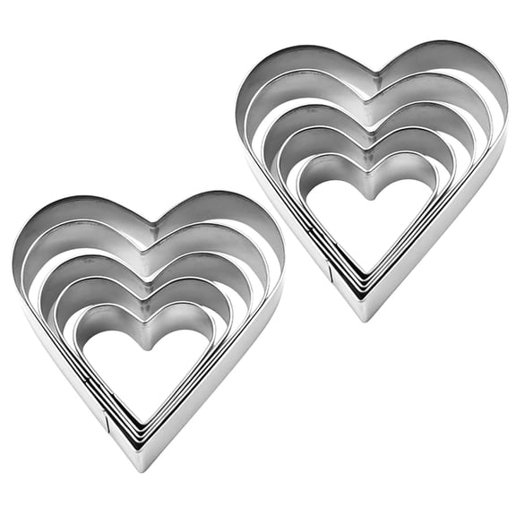 Cosmug Heart-Shaped Cookie Cutter Set for Baking, Stainless Steel and Plastic Cake Tools for Valentine's Day and Holidays, Comfort-Grip Cutters for Easy Use and Decorative Desserts